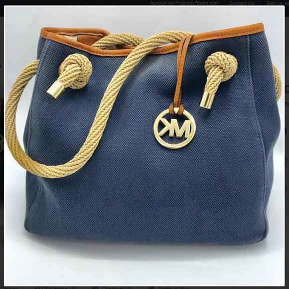 Michael Kors Handbags - Michael Kors Navy Blue Canvas Tote